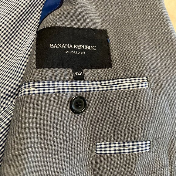 Banana Republic Mens Tailored Fit Two Button Blazer Jacket Size 42R Gray SP EXC - Picture 1 of 12